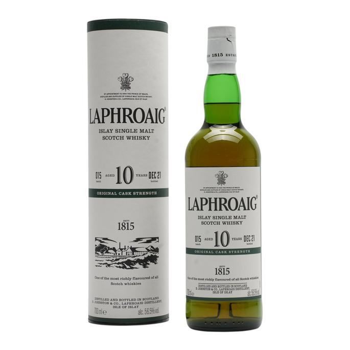 Laphroaig Cask Strength 10 Year Old, Bourbon Cask, Batch No. 15, 2021, 56.5% whisky bottle