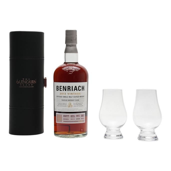 Benriach 2013 Vintage Triple Sherry Cask With 2 Branded Glencairns Benriach 2013 Vintage Triple Sherry Cask With 2 Branded Glencairns