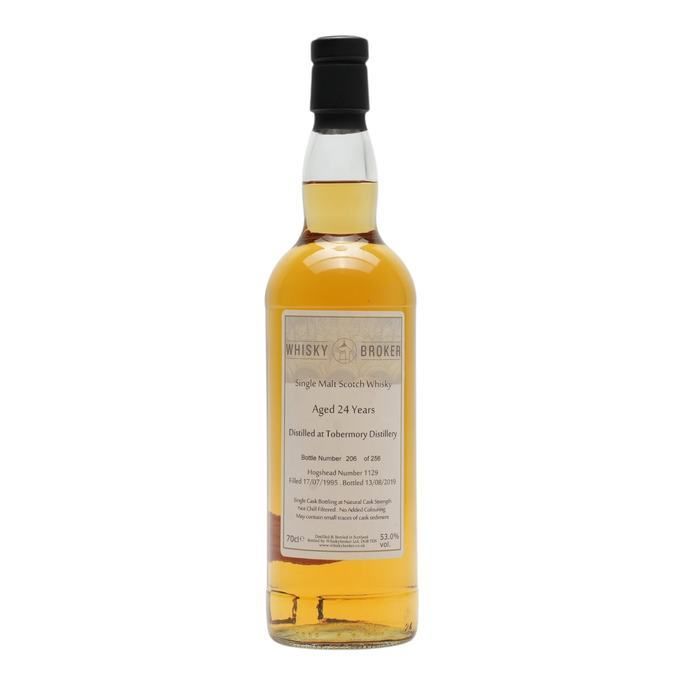 Tobermory 24 Year Old, Hogshead Cask, Cask #1129, 1995, Whisky Broker, 53% whisky bottle
