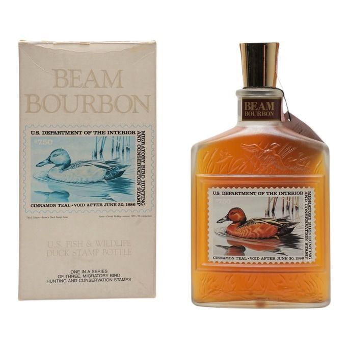 Jim Beam Duck Stamp Cinnamon Teal 3rd Edition, New American Oak Cask, 1986, 40% whisky bottle
