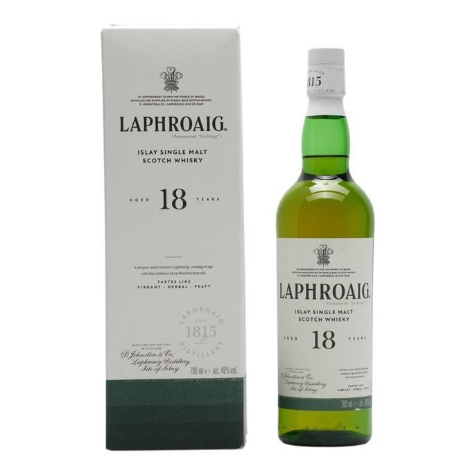Laphroaig 18 Year Old, Bourbon Cask, 48% whisky bottle