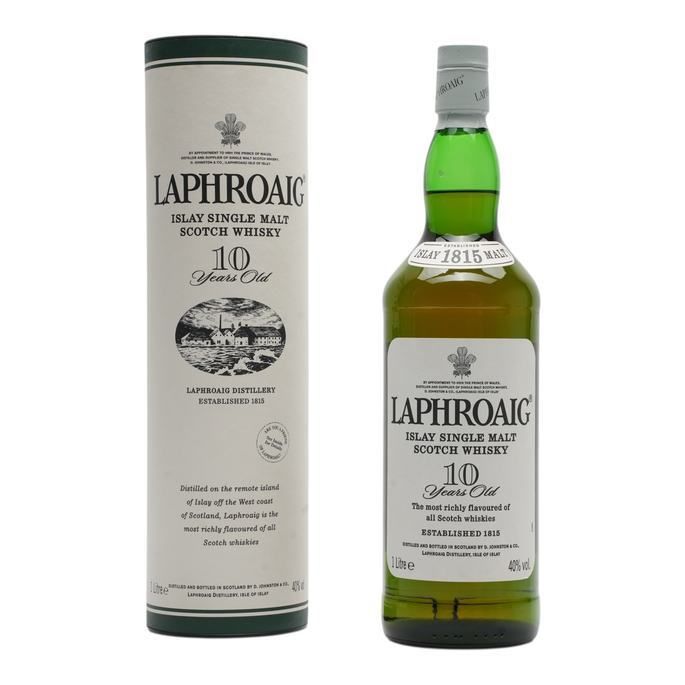 Laphroaig 10 Year Old, 40%, 1L whisky bottle