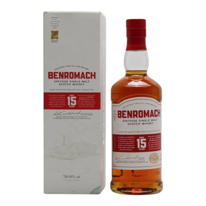 Benromach 15 Year Old, First-fill Sherry & Bourbon Cask, 2020, 43% whisky bottle