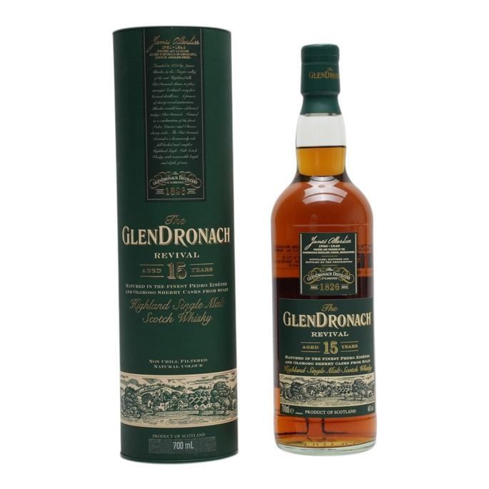 Glendronach Revival 15 Year Old, Pedro Ximénez & Oloroso Sherry Cask, 2023, 46% whisky bottle