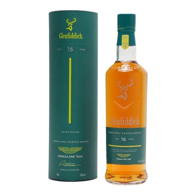 Glenfiddich Aston Martin Formula One Limited Edition 16 Year Old, American Oak, Bourbon & Wine Cask, 43% whisky bottle