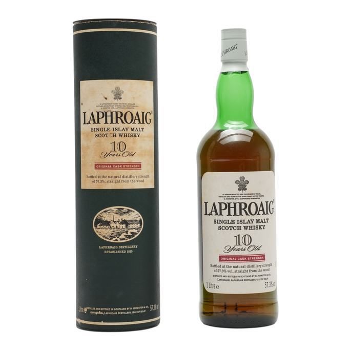 Laphroaig 10 Year Old Cask Strength Red Stripe 2000s Bottling, Bourbon Cask, 2000, 57.3% whisky bottle