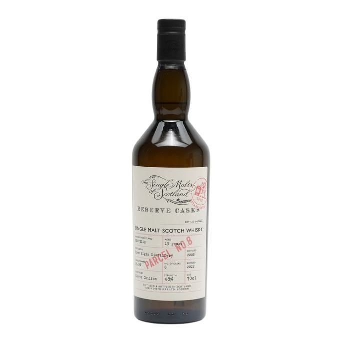 Glen Elgin Reserve Cask 13 Year Old, Hogshead Cask, Parcel No. 8, 2008, Elixir Distillers, 48% whisky bottle