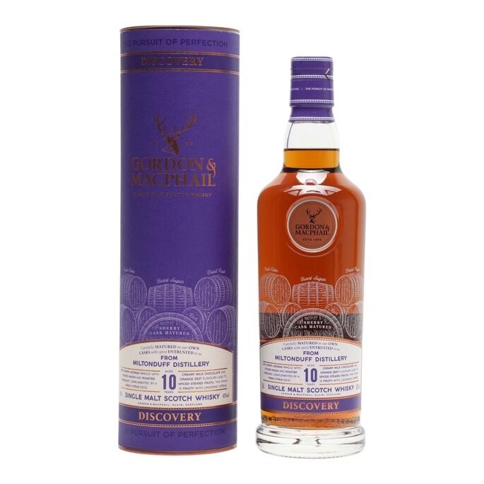 Miltonduff Discovery 10 Year Old, Sherry Cask, 2018, Gordon & MacPhail, 43% whisky bottle