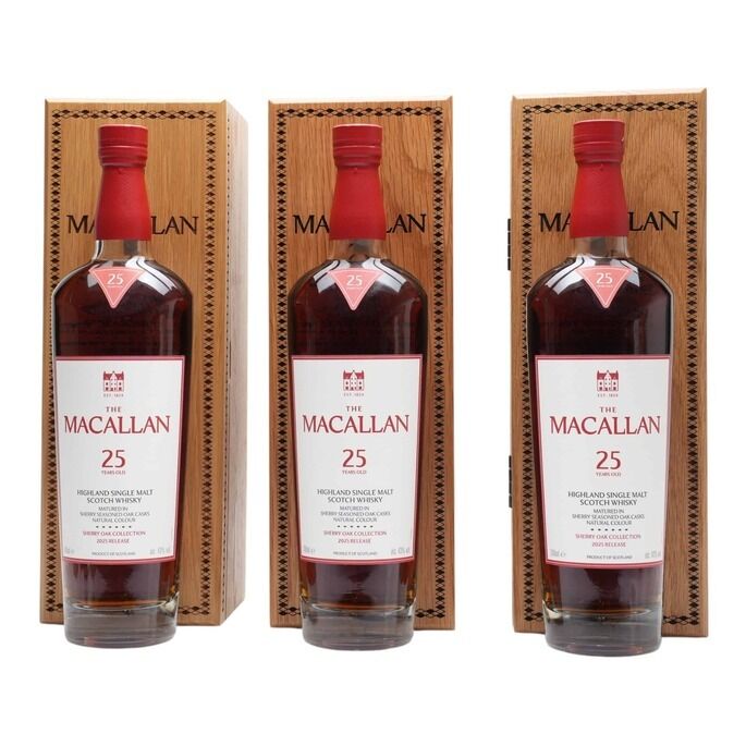 Macallan 25 Year Old Sherry Oak Collection 2025 Release (3x700ml)
