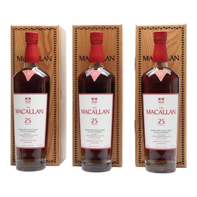 Macallan 25 Year Old Sherry Oak Collection 2025 Release (3x700ml)