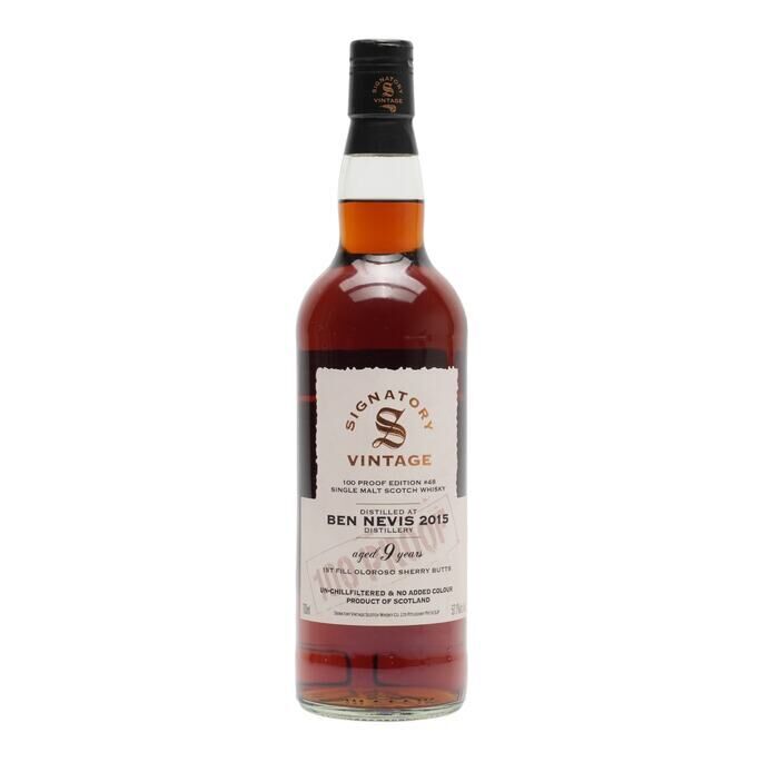 Ben Nevis 100 Proof Edition 9 Year Old, Oloroso Sherry Cask, No. 48, 2015, Signatory Vintage, 57.1% whisky bottle