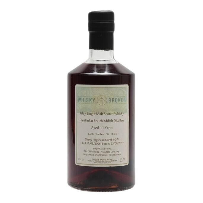 Bruichladdich 11 Year Old, Sherry Hogshead Cask, Cask #371, 2006, Whisky Broker, 55.7% whisky bottle