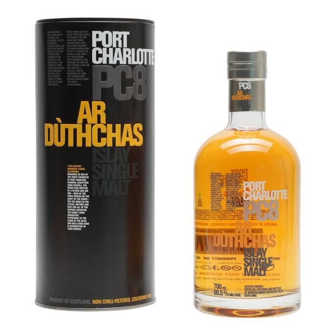 Port Charlotte PC8 Ar Dùthchas 8 Year Old, American Oak Cask, 2009, 60.5% whisky bottle