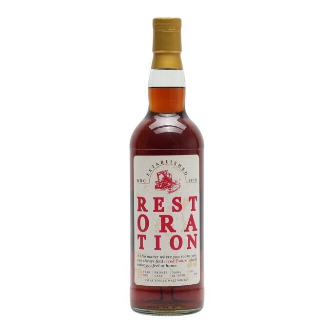Bruichladdich Restoration 10 Year Old, Rivesaltes Cask, Cask #2122, 2011, Waterway Recovery Group, 62.7% whisky bottle