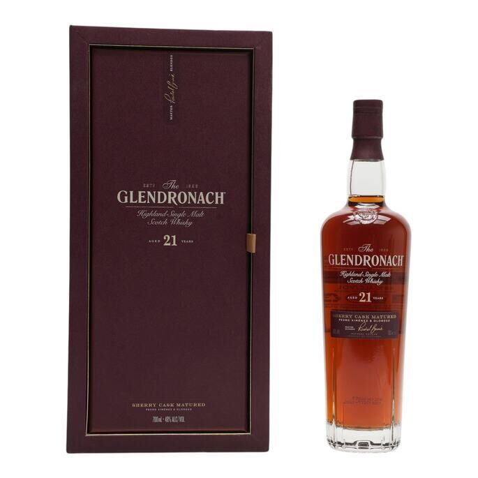 Glendronach Parliament 21 Year Old, Oloroso & Pedro Ximénez Sherry Cask, 48% whisky bottle