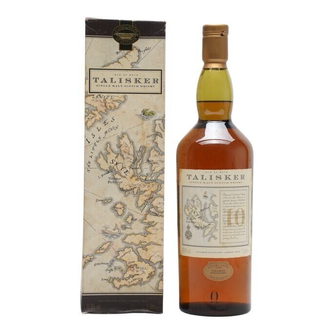Talisker 10 Year Old Bottled 1990s - Map Label 100cl / 45.8%, American oak Cask Cask, 1988, 45.8% whisky bottle