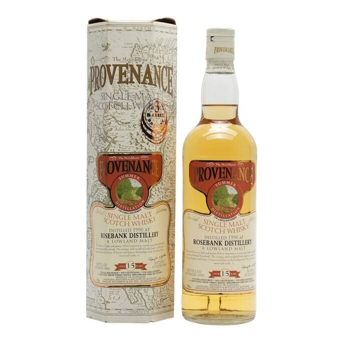 Rosebank Provenance 15 Year Old, Refill Hogshead, Batch No. 10, 1990, Douglas McGibbon & Co., 46% whisky bottle