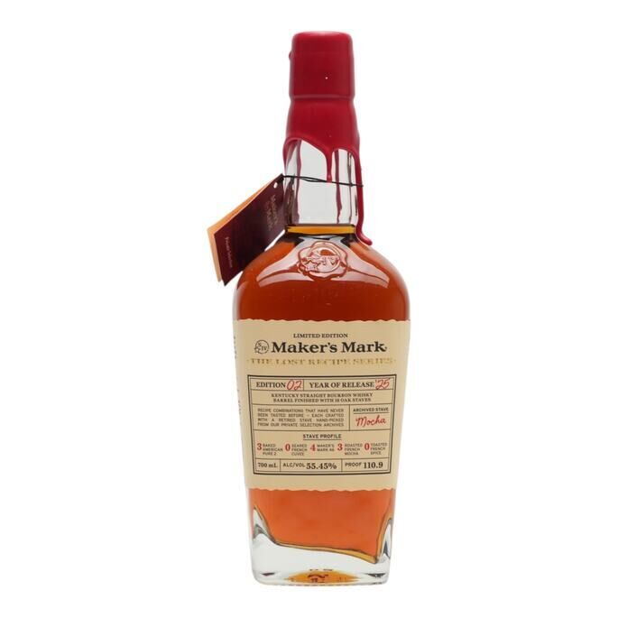 Maker's Mark The Lost Recipe Series Edition 02, New Charred Oak, Wood-Finished with Baked American Pure 2, Maker's Mark 46, & Roasted French Mocha Staves, Edition No. 02, 2025, 55.45% whisky bottle
