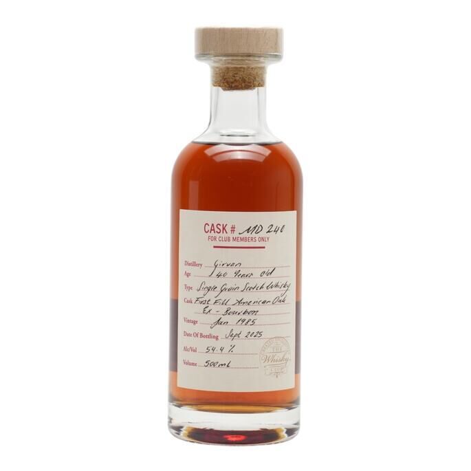 Girvan 40 Year Old, Bourbon Cask, Cask #MD 240, 1985, The Whisky Club, 54.4% whisky bottle