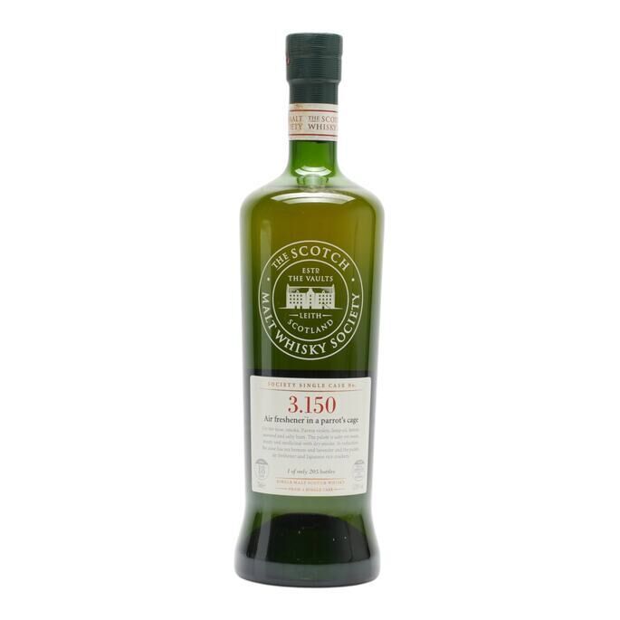 Bowmore Air Freshener in a Parrot's Cage 18 Year Old, Hogshead Cask, Cask #3.150, 1990, The Scotch Malt Whisky Society, 52.8% whisky bottle