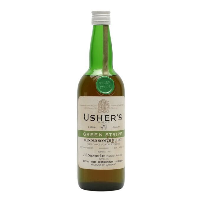 Usher's Green Stripe Blended Scotch Whisky, 43% whisky bottle