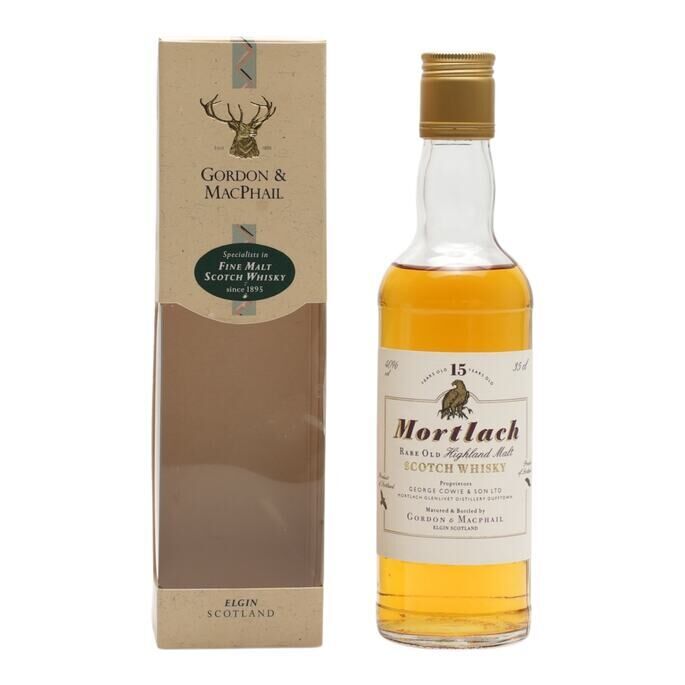 Mortlach 15 Year Old, Gordon & MacPhail, 40% whisky bottle