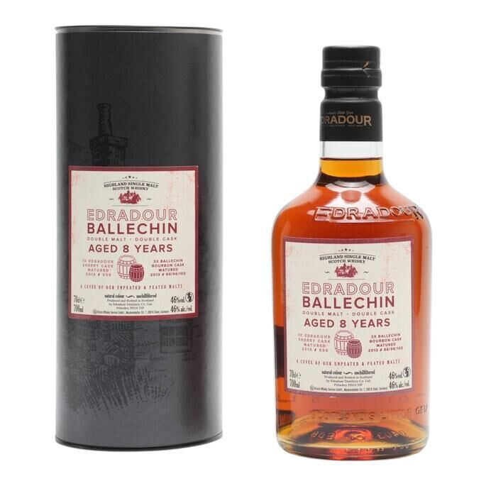 Edradour Ballechin Double Malt Double Cask #8 Year Old, Bourbon & Sherry Cask, 2022, 46% whisky bottle