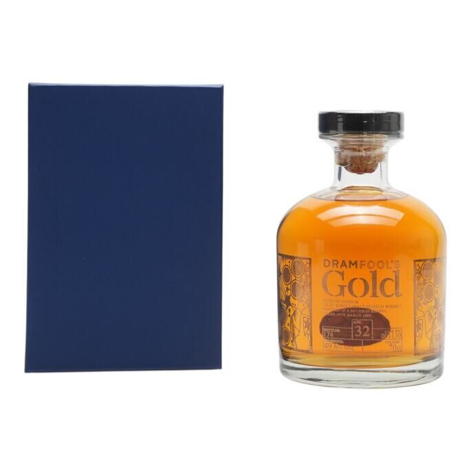 Bruichladdich Dramfool's Gold 32 Year Old, Bourbon Cask, Cask #001130, 1992, Dramfool, 49.6% whisky bottle