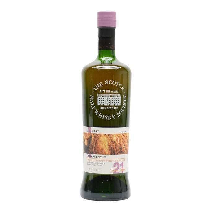 Glen Grant Graceful Gravitas 21 Year Old, Bourbon Cask, Cask #9.143, 1996, The Scotch Malt Whisky Society, 60.6% whisky bottle