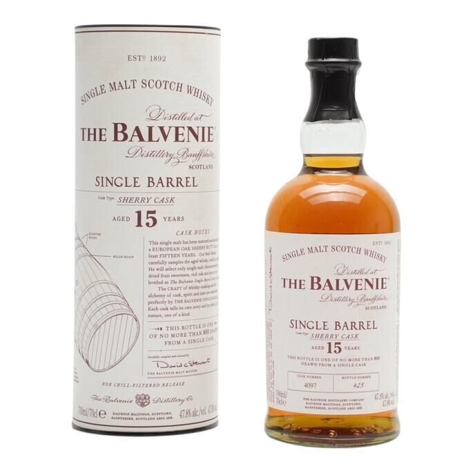 Balvenie Single Barrel Sherry Cask #15 Year Old, Sherry Cask, Cask #4097, 47.8% whisky bottle