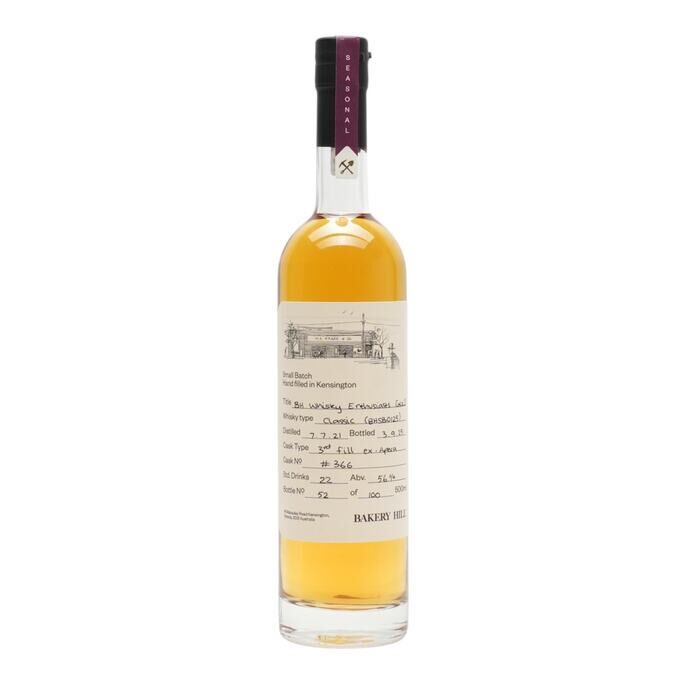 Bakery Hill Whisky Enthusiasts Cask #1 3rd Fill Apera Cask, Cask #366, Small Batch, 2025, 56% whisky bottle