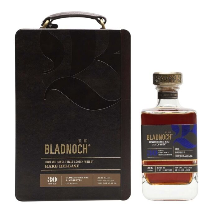 Bladnoch Rare Release 30 Year Old, Moscatel & Oloroso Sherry Cask, Batch No. 2, 2023, 45.5% whisky bottle