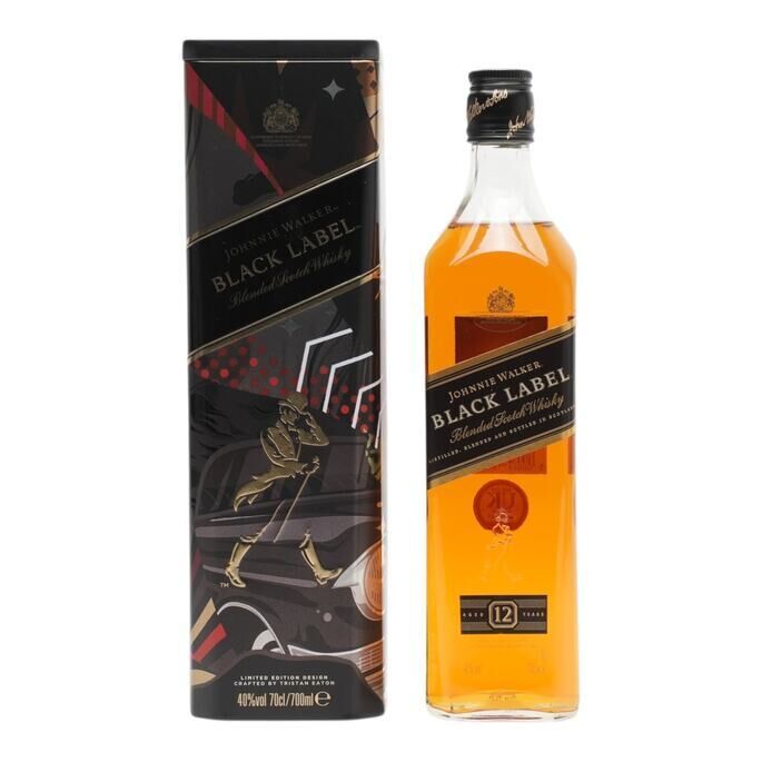 Johnnie Walker 12 Years Old Black Label Limited Edition Design Tin, American & European Oak Cask, 2019, 40% whisky bottle