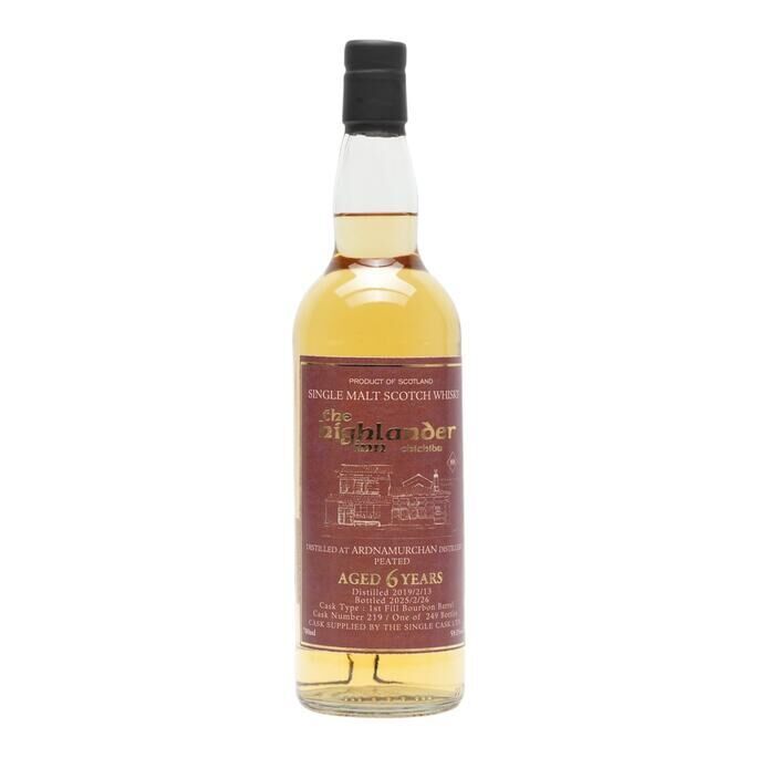 Ardnamurchan 6 Year Old, Bourbon Cask, Cask #219, 2019, The Highlander Inn, 59.1% whisky bottle