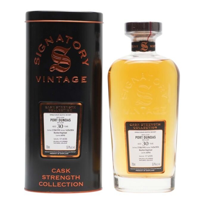 Port Dundas Cask Strength Collection 30 Year Old, Bourbon Cask, Cask #64946, 1995, Signatory Vintage, 55.9% whisky bottle