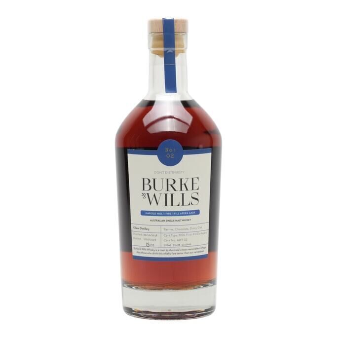 Killara Harold Holt 4 Year Old, Apera Cask, Cask #AWT 02, 2018, Burke & Wills, 59% whisky bottle
