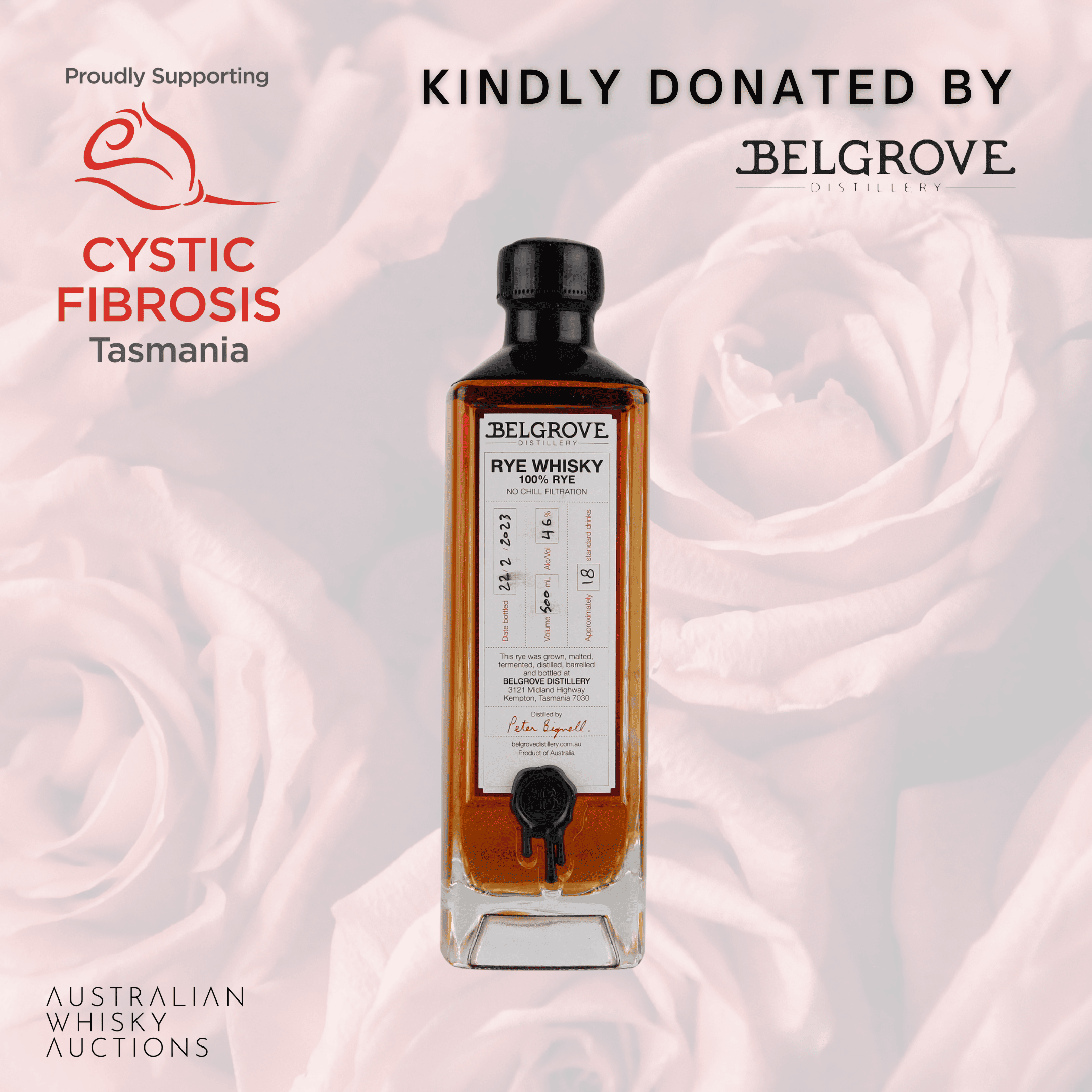 Charity Lot - Belgrove Rye Whisky Bottled 2023 Signed Bottle Auction ...